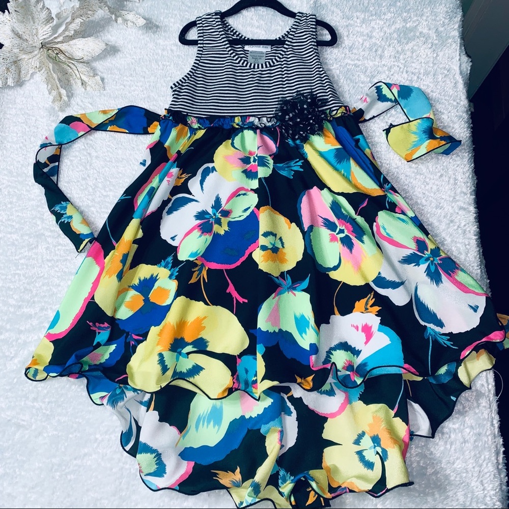 Bonnie Jean High-low floral dress ! 💙💚💛💗